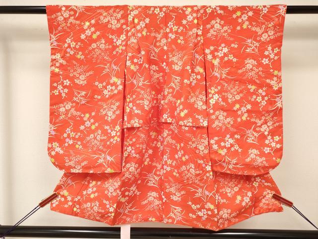 平和屋着物[]七五三　女の子　３歳　祝着　三つ身　長襦袢(無双仕立て)・被布セット　草花文　洗える着物　DAAY3159ma