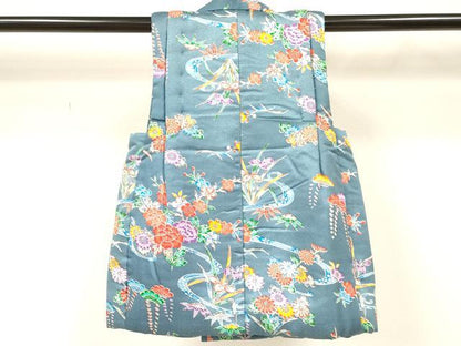平和屋着物[]女の子　子供　被布　型染　草花文　逸品　DAAY3162ma
