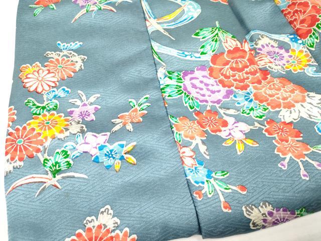 平和屋着物[]女の子　子供　被布　型染　草花文　逸品　DAAY3162ma