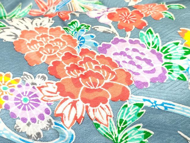 平和屋着物[]女の子　子供　被布　型染　草花文　逸品　DAAY3162ma