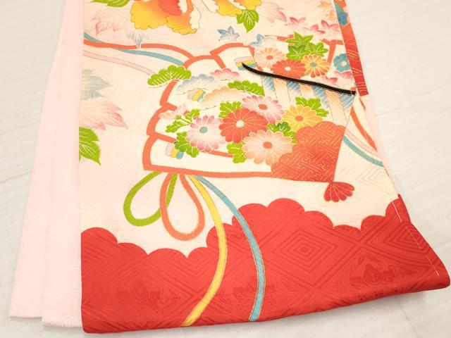 平和屋着物[]お宮参り　女の子　祝着　産着　初着　のしめ　刺繍　檜扇鼓花文　暈し染め　金彩　逸品　DAAY3170ma