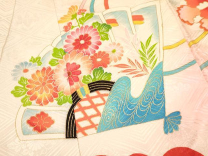 平和屋着物[]お宮参り　女の子　祝着　産着　初着　のしめ　刺繍　檜扇鼓花文　暈し染め　金彩　逸品　DAAY3170ma