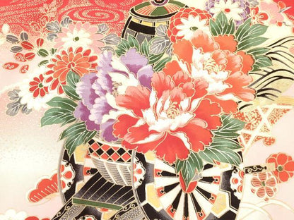 平和屋着物[]お宮参り　女の子　祝着　産着　初着　のしめ　鴛鴦　檜扇花車文　暈し染め　金彩　逸品　DAAY3171ma