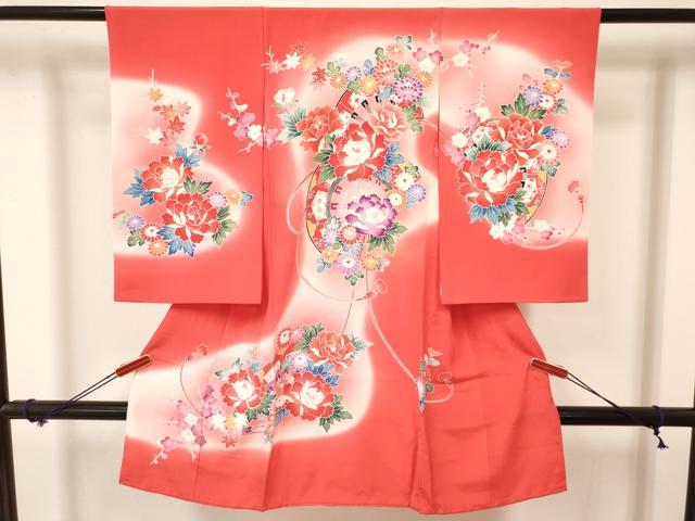 平和屋着物[]お宮参り　女の子　祝着　産着　初着　のしめ　片輪車花文　暈し染め　逸品　DAAY3172ma