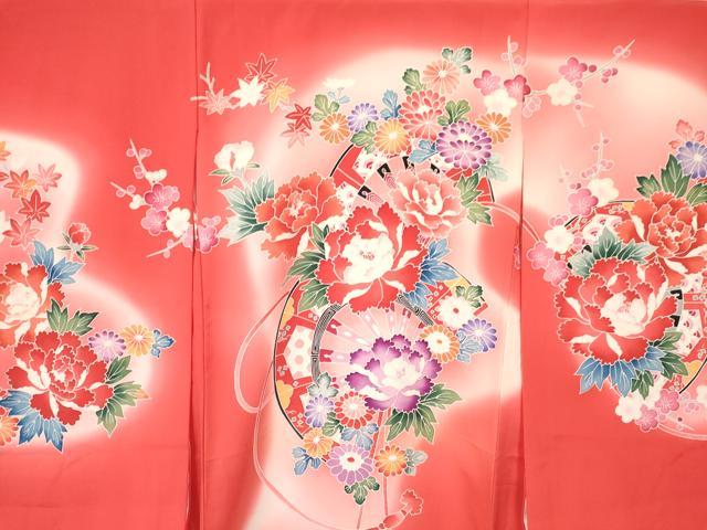 平和屋着物[]お宮参り　女の子　祝着　産着　初着　のしめ　片輪車花文　暈し染め　逸品　DAAY3172ma