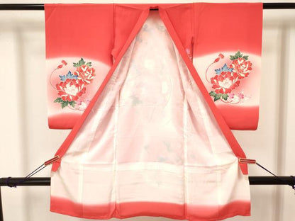 平和屋着物[]お宮参り　女の子　祝着　産着　初着　のしめ　片輪車花文　暈し染め　逸品　DAAY3172ma