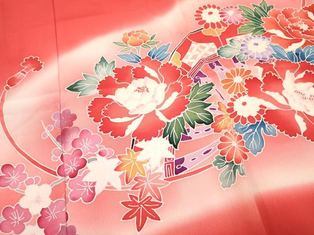 平和屋着物[]お宮参り　女の子　祝着　産着　初着　のしめ　片輪車花文　暈し染め　逸品　DAAY3172ma