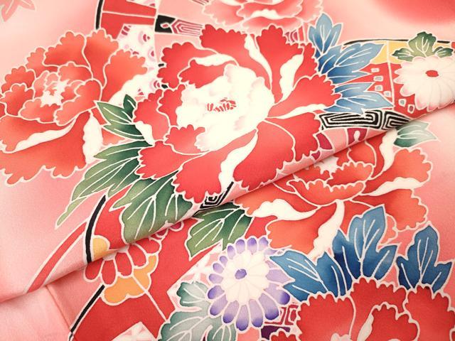 平和屋着物[]お宮参り　女の子　祝着　産着　初着　のしめ　片輪車花文　暈し染め　逸品　DAAY3172ma