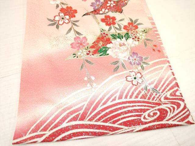 平和屋着物[]お宮参り　女の子　祝着　産着　初着　のしめ　飛鶴花文　暈し染め　金銀彩　逸品　DAAY3174ma