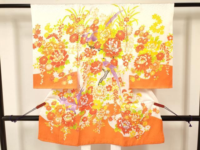 平和屋着物[]お宮参り　女の子　祝着　産着　初着　のしめ　刺繍　花鳥文　金彩　逸品　DAAY3175ma