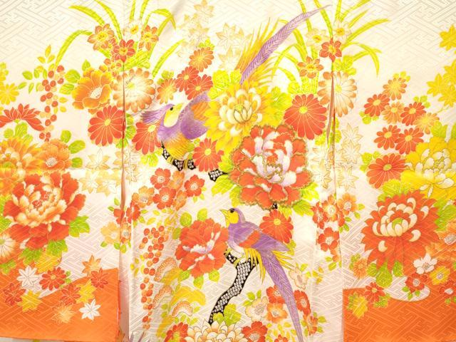 平和屋着物[]お宮参り　女の子　祝着　産着　初着　のしめ　刺繍　花鳥文　金彩　逸品　DAAY3175ma