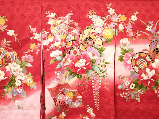 平和屋着物[]お宮参り　女の子　祝着　産着　初着　のしめ　御所車几帳鼓花蝶文　暈し染め　金彩　逸品　DAAY3176ma