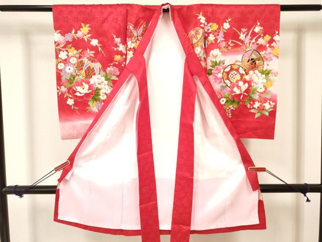 平和屋着物[]お宮参り　女の子　祝着　産着　初着　のしめ　御所車几帳鼓花蝶文　暈し染め　金彩　逸品　DAAY3176ma