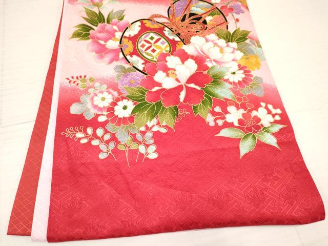 平和屋着物[]お宮参り　女の子　祝着　産着　初着　のしめ　御所車几帳鼓花蝶文　暈し染め　金彩　逸品　DAAY3176ma