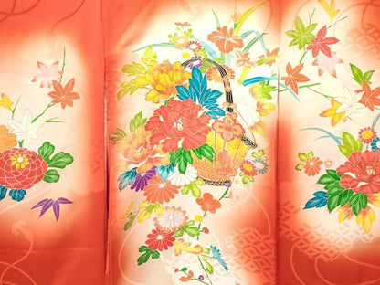 平和屋着物[]お宮参り　女の子　祝着　産着　初着　のしめ　駒刺繍　花籠文　暈し染め　金彩　逸品　DAAY3177ma