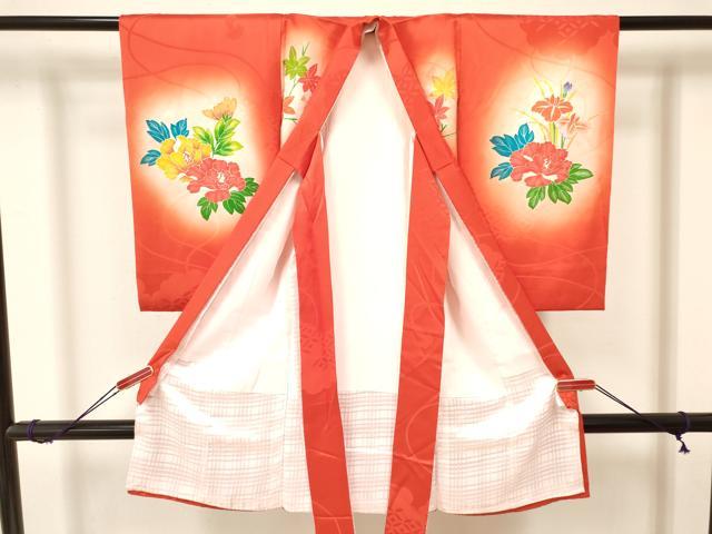 平和屋着物[]お宮参り　女の子　祝着　産着　初着　のしめ　駒刺繍　花籠文　暈し染め　金彩　逸品　DAAY3177ma
