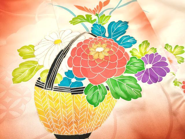 平和屋着物[]お宮参り　女の子　祝着　産着　初着　のしめ　駒刺繍　花籠文　暈し染め　金彩　逸品　DAAY3177ma