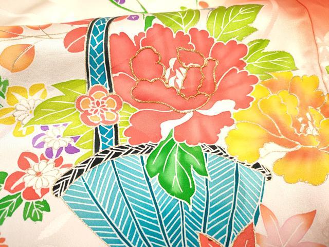 平和屋着物[]お宮参り　女の子　祝着　産着　初着　のしめ　駒刺繍　花籠文　暈し染め　金彩　逸品　DAAY3177ma