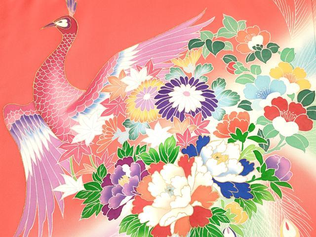 平和屋着物[]お宮参り　女の子　祝着　産着　初着　のしめ　孔雀花文　暈し染め　ラインストーン　逸品　DAAY3178ma