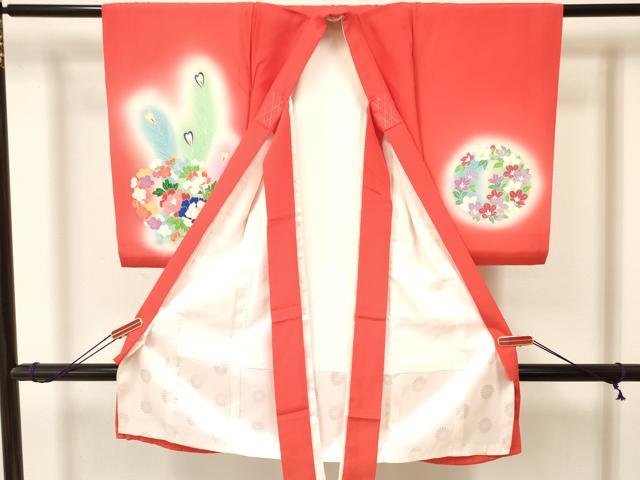 平和屋着物[]お宮参り　女の子　祝着　産着　初着　のしめ　孔雀花文　暈し染め　ラインストーン　逸品　DAAY3178ma