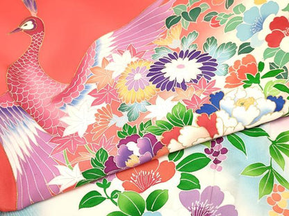 平和屋着物[]お宮参り　女の子　祝着　産着　初着　のしめ　孔雀花文　暈し染め　ラインストーン　逸品　DAAY3178ma
