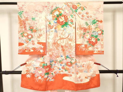 平和屋着物[]お宮参り　女の子　祝着　産着　初着　のしめ　駒刺繍　花籠文　金彩　逸品　DAAY3179ma