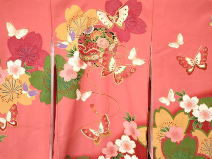 平和屋着物[]お宮参り　女の子　祝着　産着　初着　のしめ　舞桜鈴花蝶文　暈し染め　金彩　逸品　DAAY3180ma