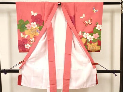 平和屋着物[]お宮参り　女の子　祝着　産着　初着　のしめ　舞桜鈴花蝶文　暈し染め　金彩　逸品　DAAY3180ma
