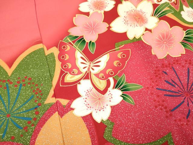 平和屋着物[]お宮参り　女の子　祝着　産着　初着　のしめ　舞桜鈴花蝶文　暈し染め　金彩　逸品　DAAY3180ma