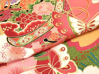 平和屋着物[]お宮参り　女の子　祝着　産着　初着　のしめ　舞桜鈴花蝶文　暈し染め　金彩　逸品　DAAY3180ma
