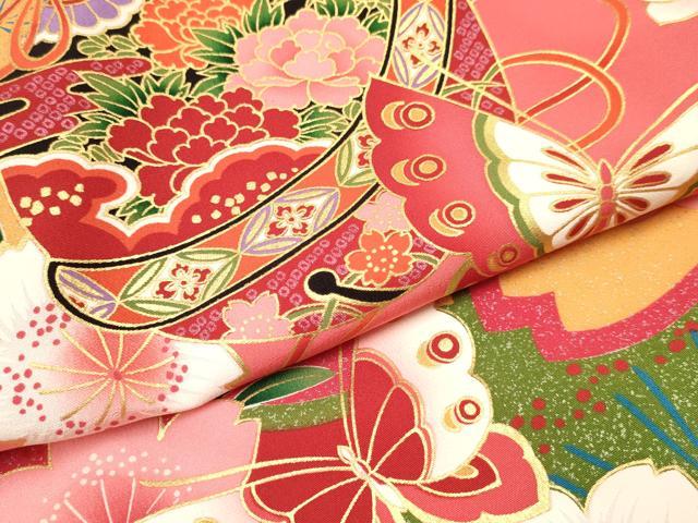 平和屋着物[]お宮参り　女の子　祝着　産着　初着　のしめ　舞桜鈴花蝶文　暈し染め　金彩　逸品　DAAY3180ma