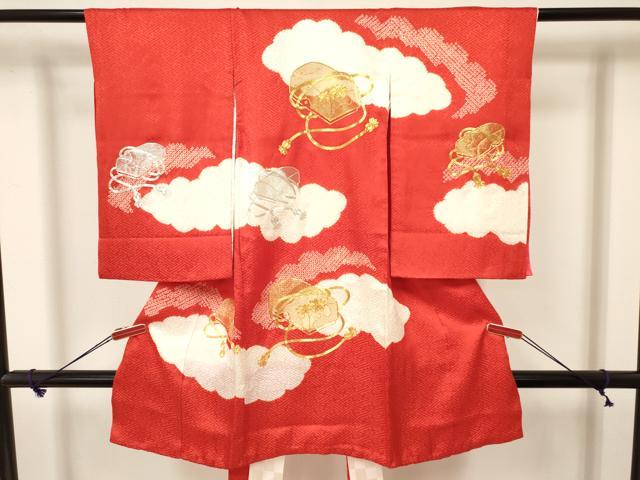 平和屋着物[]お宮参り　女の子　祝着　産着　初着　のしめ　駒刺繍　絞り　花文箱　逸品　DAAY3182ma