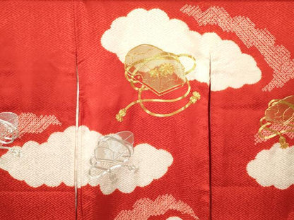 平和屋着物[]お宮参り　女の子　祝着　産着　初着　のしめ　駒刺繍　絞り　花文箱　逸品　DAAY3182ma