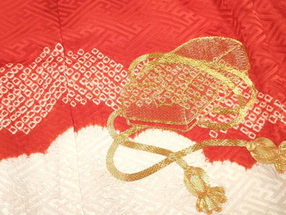 平和屋着物[]お宮参り　女の子　祝着　産着　初着　のしめ　駒刺繍　絞り　花文箱　逸品　DAAY3182ma
