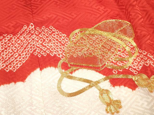平和屋着物[]お宮参り　女の子　祝着　産着　初着　のしめ　駒刺繍　絞り　花文箱　逸品　DAAY3182ma