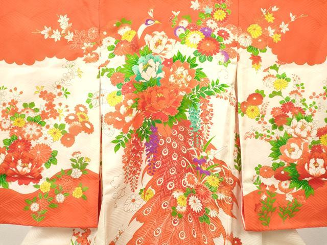 平和屋着物[]お宮参り　女の子　祝着　産着　初着　のしめ　駒刺繍　孔雀花文　金彩　逸品　DAAY3183ma