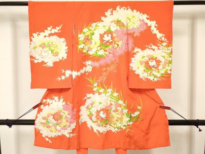 平和屋着物[]お宮参り　女の子　祝着　産着　初着　のしめ　花車文　金彩　逸品　DAAY3185ma