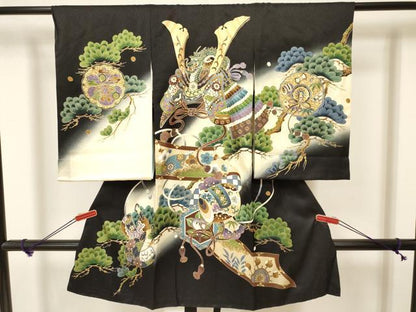 平和屋着物[]お宮参り　男の子　祝着　産着　初着　のしめ　龍　兜　打ち出の小槌　花松文　暈し染め　金彩　逸品　DAAY3187ma