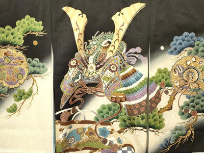 平和屋着物[]お宮参り　男の子　祝着　産着　初着　のしめ　龍　兜　打ち出の小槌　花松文　暈し染め　金彩　逸品　DAAY3187ma