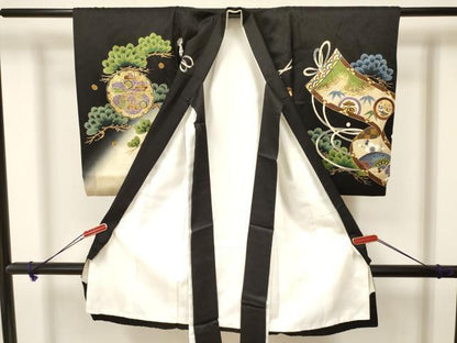 平和屋着物[]お宮参り　男の子　祝着　産着　初着　のしめ　龍　兜　打ち出の小槌　花松文　暈し染め　金彩　逸品　DAAY3187ma