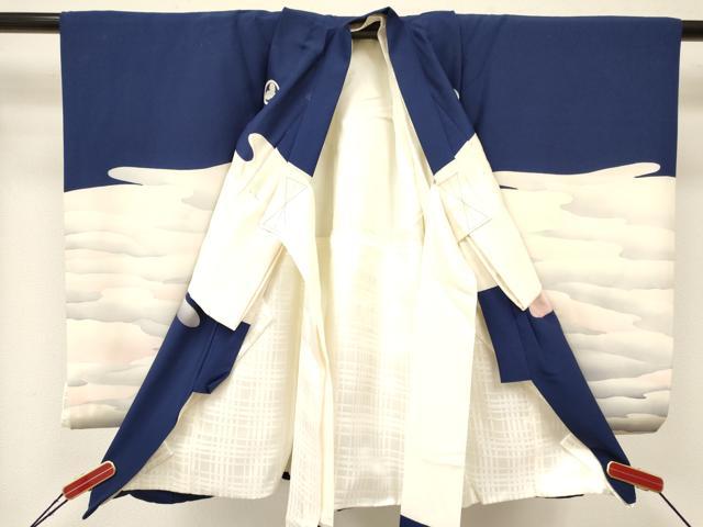 平和屋着物[]お宮参り　男の子　祝着　産着　初着　のしめ　駒刺繍　鷹　鷲　風景松文　暈し染め　金彩　逸品　DAAY3189ma