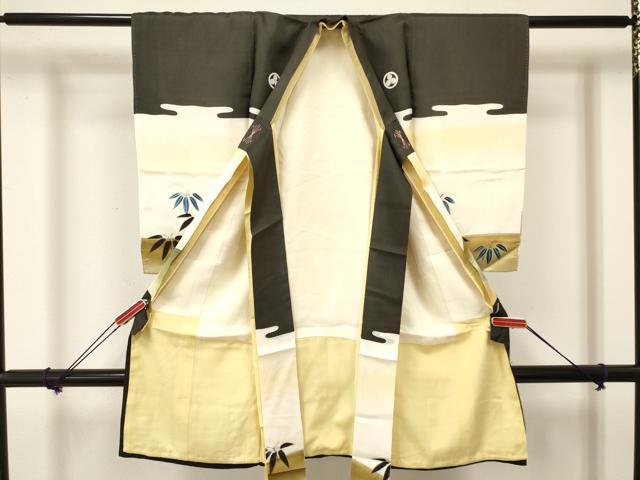 平和屋着物[]お宮参り　男の子　祝着　産着　初着　のしめ　刺繍　虎　寅　笹文　暈し染め　金銀彩　逸品　DAAY3196ma