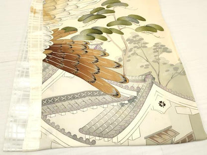 平和屋着物[]お宮参り　男の子　祝着　産着　初着　のしめ　刺繍　鷹　鷲　風景松文　金彩　逸品　DAAY3198ma