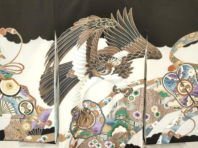 平和屋着物[]お宮参り　男の子　祝着　産着　初着　のしめ　鷹　鷲　熨斗鼓花松文　金彩　逸品　DAAY3200ma