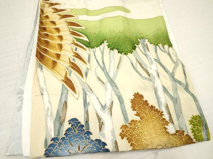 平和屋着物[]お宮参り　男の子　祝着　産着　初着　のしめ　駒刺繍　手描き　鷹　鷲　唐子　馬　金彩　逸品　未使用　DAAY3201ma