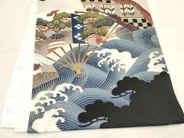 平和屋着物[]お宮参り　男の子　祝着　産着　初着　のしめ　手描き　鷹　鷲　川中島合戦　暈し染め　金彩　逸品　DAAY3203ma