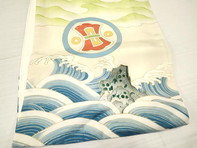 平和屋着物[]お宮参り　男の子　祝着　産着　初着　のしめ　刺繍　鷹　鷲　立波吉祥丸文　暈し染め　金彩　逸品　DAAY3204ma