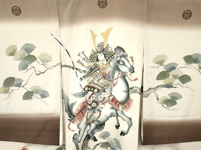 平和屋着物[]お宮参り　男の子　祝着　産着　初着　のしめ　武士　松文　暈し染め　逸品　DAAY3206ma