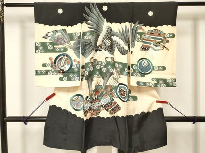 平和屋着物[]お宮参り　男の子　祝着　産着　初着　のしめ　鷹　鷲　龍　兜　金彩　逸品　DAAY3208ma