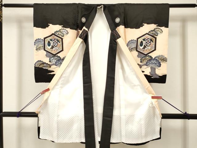 平和屋着物[]お宮参り　男の子　祝着　産着　初着　のしめ　鷹　鷲　笹松文　金銀彩　逸品　DAAY3210ma